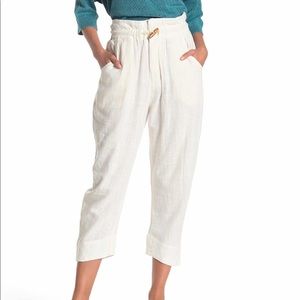 Free People Eggshell Linen Pants (Cream) Medium